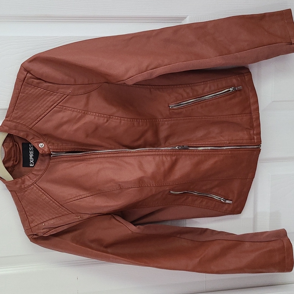 Faux leather moto jacket.